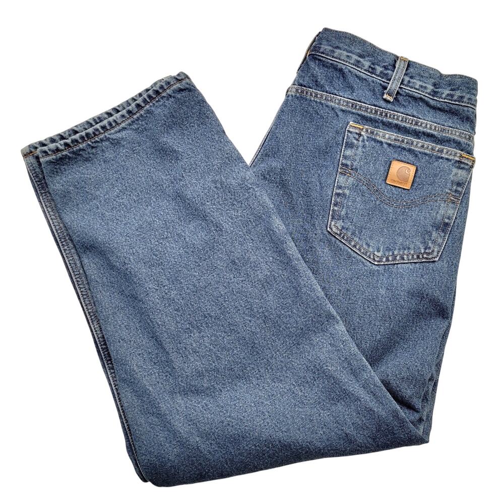 Carhartt Jeans Men's 40 X 30 Blue Relaxed Fit Denim 100% Cotton Lined Outdoor